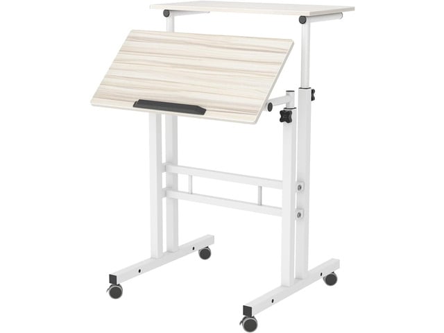SDHYL Mobile Stand Up Desk, 24 inch Laptop Computer Desk Adjustable Standing Home Office Desks with Roller, Student Desk School Desk Simple Stand...