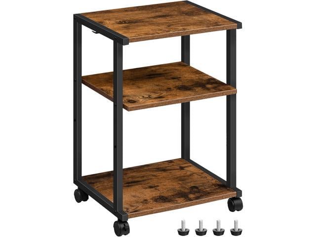 HOOBRO Mobile Printer Stand, 3-Tier Printer Cart Under Desk with Storage, Industrial Adjustable Rolling Cart, Sturdy Little Table on Wheels for...