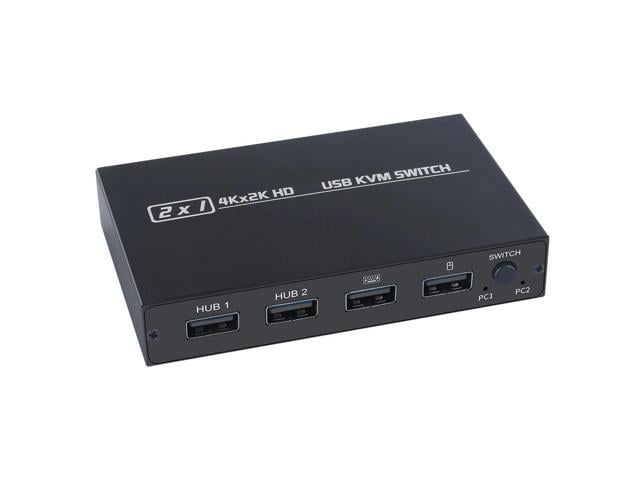 USB KVM Switch USB 2.0 Switcher HDMI-compatible KVM Switch 2 In 1 Out 4K for 2 PC Sharing Keyboard and Mouse EDID / HDCP Printe