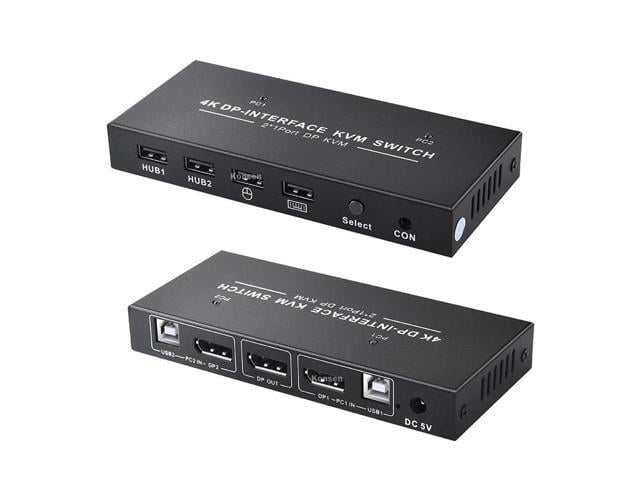 2 Port Displayport KVM Switch 4K 60Hz USB DP KVM 2 in 1 out DP USB KVM Switch 2x1 For PC to share monitor mouse keyboard printer