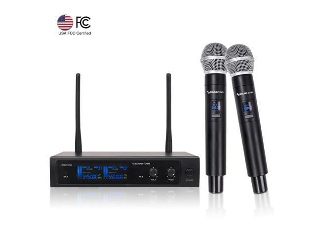 Sound Town SWM10-U2HH Professional Dual-Channel UHF Wireless Microphone System with 2 Handheld Mics, for Church, Business Meeting, Outdoor Wedding...
