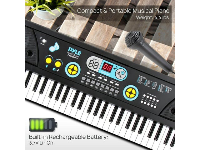 Pyle PKBRD6111 Digital Piano Kids Keyboard, Portable, Speaker, Rechargeable