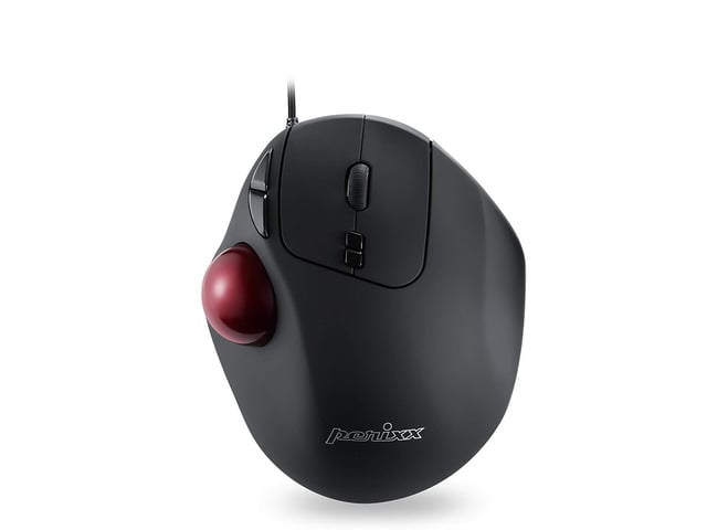 Perimice-517, Wired Ergonomic Trackabll Mouse - 34Mm Trackball - 7 Button Design - 1000/1600/2000 Resolution - Silent Click - 1.8M