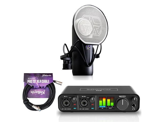 Motu M2 2x2 USB Audio Interface with Studio Quality Sound Bundle with Aston Microphones Element Microphone Bundle, Kellards XLR-P20T Pro 20 ft XLR...