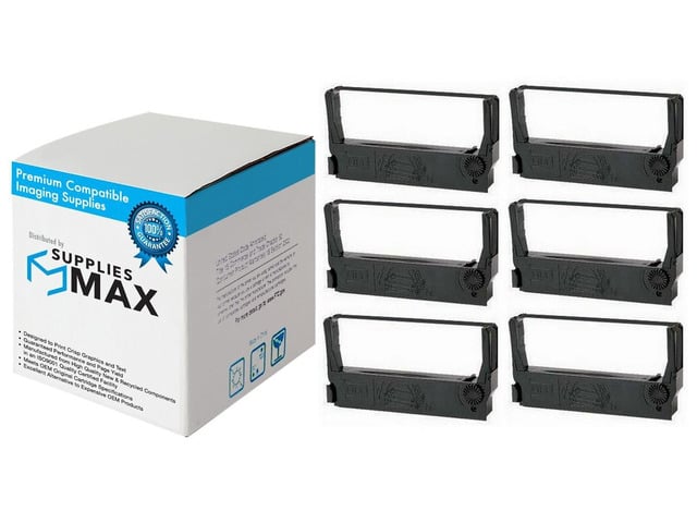 SuppliesMAX Compatible Replacement for Adler Royal CMS-9160 Black P. O.S. Printer Ribbons (6/PK) (13093B)