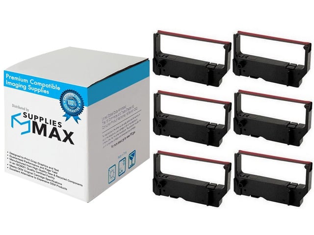 SuppliesMAX Compatible Replacement for Citizen CBM-820 Black/Red P. O.S. Printer Ribbons (6/PK) (IR-82BR)