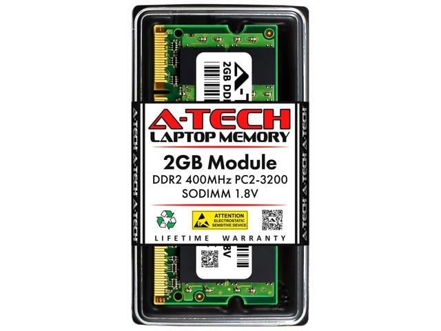 A-Tech 2GB DDR2 400MHz SODIMM PC2-3200 Non-ECC Unbuffered CL3 1.8V 200-Pin SO-DIMM Laptop Notebook Computer RAM Memory Upgrade Module