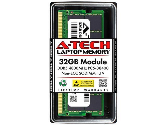 A-Tech 32GB DDR5 4800MHz SODIMM PC5-38400 Non-ECC Unbuffered CL40 1.1V 262-Pin SO-DIMM Laptop Notebook Computer RAM Memory Upgrade Module