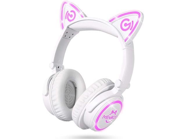 Kids Headphones, Cat Ear Headphones Wired & Wireless, Led Lights Up, Foldable Bluetooth Wireless Headphones with Microphone for Travel iPad Tablet,...