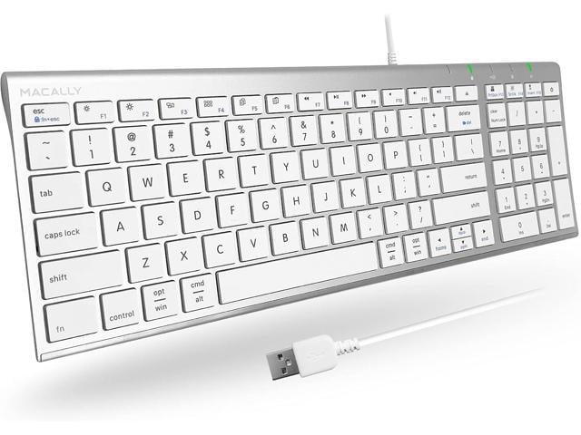 Apple Macally Wired Keyboard for Mac, Compatible Apple Keyboard with Numeric Keypad - Slim, Space-Saving Design for MacBook Pro/Air Laptop, Mac mini,...