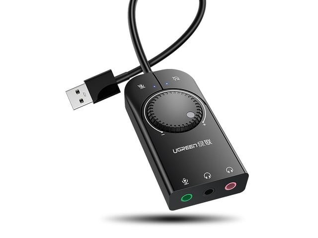 Ugreen USB Audio Interface 3.5mm Microphone Audio Adapter Soundcard External Sound Card for Laptop PS4 Headset