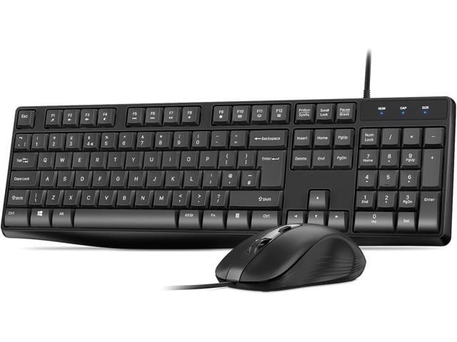TROPRO Wired Keyboard and Mouse Combos, Full Size Computer Keyboard with Numeric Keypad, USB-A Plug-and-Play, Windows MacOS Linux Compatible