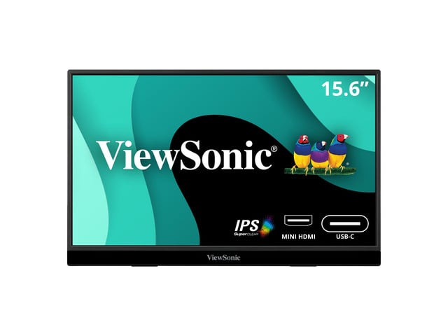 ViewSonic VX1655 15.6 Inch 1080p FHD Portable LED Monitor with 2 Way Powered 60W USB C, Mini HDMI, IPS, Dual Speakers, and Built in Stand with...