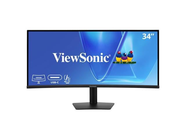 ViewSonic VG3420C 34 Inch UWQHD 1440p Curved Docking Monitor, 1900R IPS Display for Immersive Home and Office Productivity, 120Hz, 96W USB-C, RJ45,...
