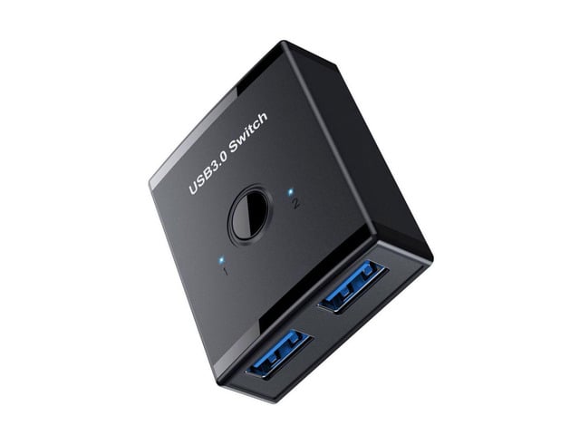 KVM USB 3.0 Bidirectional Switch Selector 2 to 1 PCs Sharing or 1 to 2 Hub for Keyboard Mouse Scanner Printer