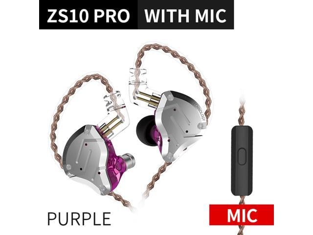 KZ ZS10 Pro 3.5mm Wired In-ear Headphones 1DD+4BA Hybrid HiFi Music Earphone Sports Headset 2pin Detachable Cable In-line Control with Mic