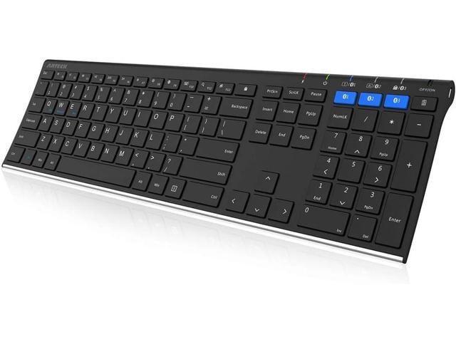 Arteck HB192 Universal Bluetooth Keyboard Multi-Device Stainless Steel Full Size Wireless Keyboard for Windows iOS Android Computer Desktop Laptop...