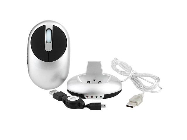 MZ-012 2.4G 1200 DPI Wireless Rechargeable Optical Mouse with 3 Ports USB HUB / Charging Dock (Silver)