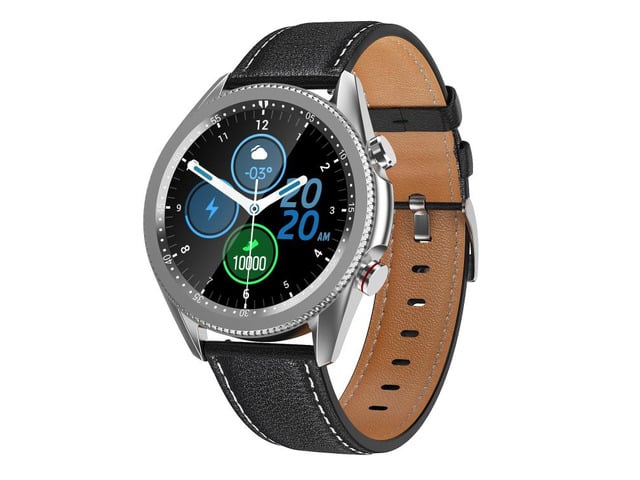 M98 1.28 inch IPS Color Screen IP67 Waterproof Smart Watch, Support Sleep Monitor / Heart Rate Monitor / Bluetooth Call, Style:Leather Strap...