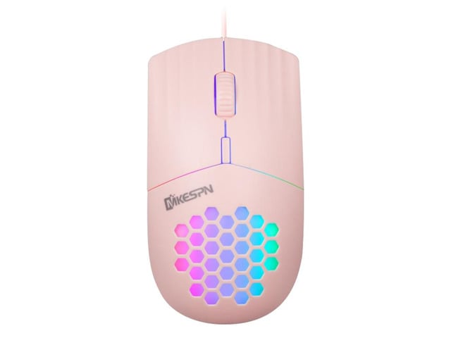 MKESPN SXS-838 Type-C Interface RGB Hollow Wired Mouse(Pink)