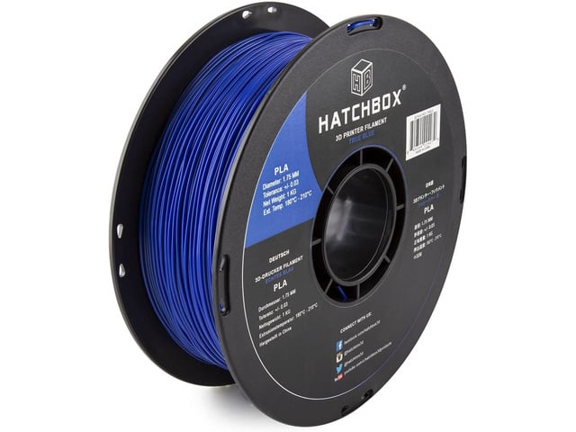 HATCHBOX 1.75mm True Blue PLA 3D Printer Filament, 1 KG Spool, Dimensional Accuracy +/- 0.03 mm, 3D Printing Filament