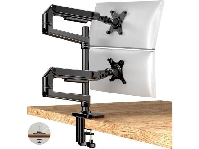 Dual Monitor Mount, Holds Screens up to 40 Inches and 25 lbs, Fully Adjustable Dual Monitor Arm with C-Clamp and Grommet Base, Aluminum, Black