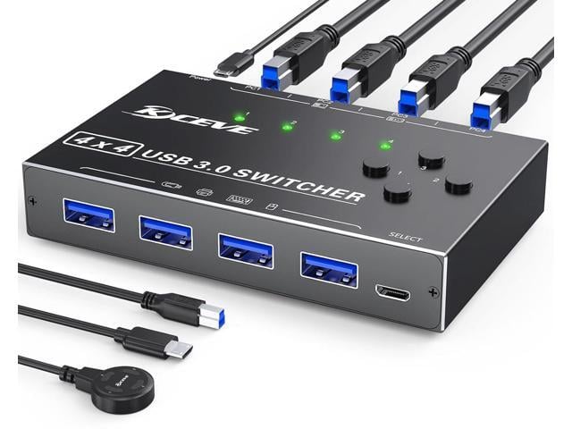 USB 3.0 Switch 4 Computers,MLEEDA 4 Port USB Switch Selector for 4 Computer Share 4 USB Devices,Keyboard Mouse Switch,USB Switcher with Wired...
