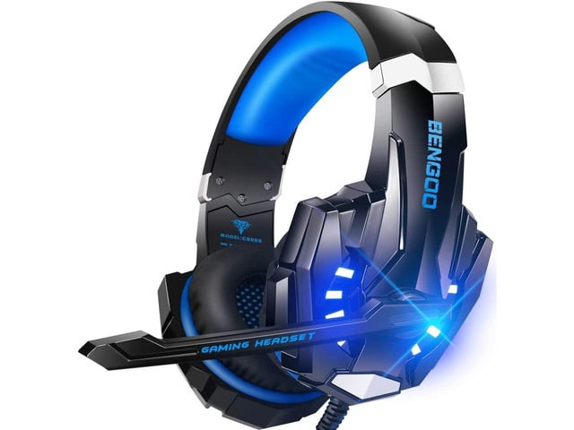 BENGOO G9000 Stereo Gaming Headset for PS4 PC Xbox One PS5 Controller, Noise Cancelling Over Ear Headphones with Mic, LED Light, 7.1 Surround...