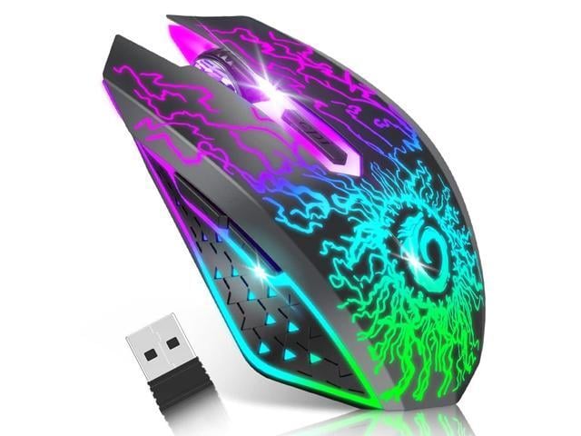 VersionTECH. Wireless Gaming Mouse, Rechargeable Computer Mouse Mice with Colorful LED Lights, Silent Click, 2.4G USB Nano Receiver, 3 Level DPI...