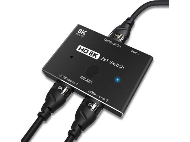 HDMI 2.1 Ultra HD 8K High Speed 48Gbps Directional Switch Adapter 2in 1out 8K@60Hz 4K@120Hz Converter Compatible with XBOX PS5 Projectors Monitors
