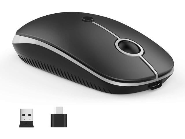 Apple VssoPlor Type C Wireless Mouse, USB C MacBook Wireless Mouse, Black Silver