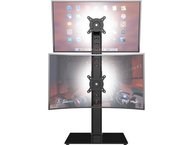 Dual Monitor Stand - Vertical Stack Screen Free-Standing Monitor Riser Fits Two 13 to 34 Inch Screen with Swivel, Tilt, Height Adjustable, Holds...
