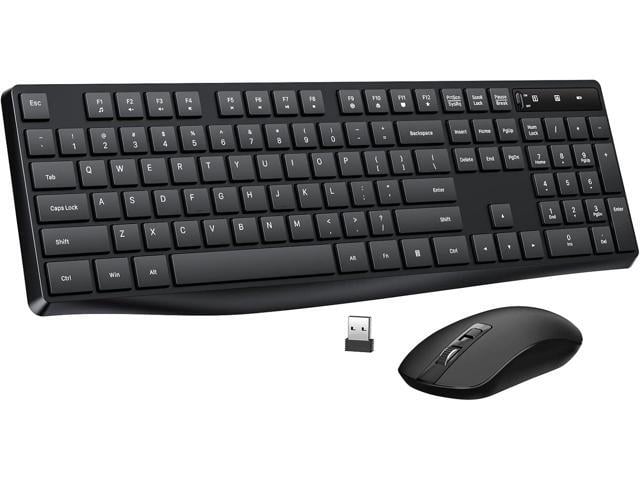Wireless Keyboard and Mouse Combo, Lovaky 2.4G Full-Sized Ergonomic Keyboard Mouse, 3 DPI Adjustable Cordless USB Keyboard and Mouse, Quiet Click...