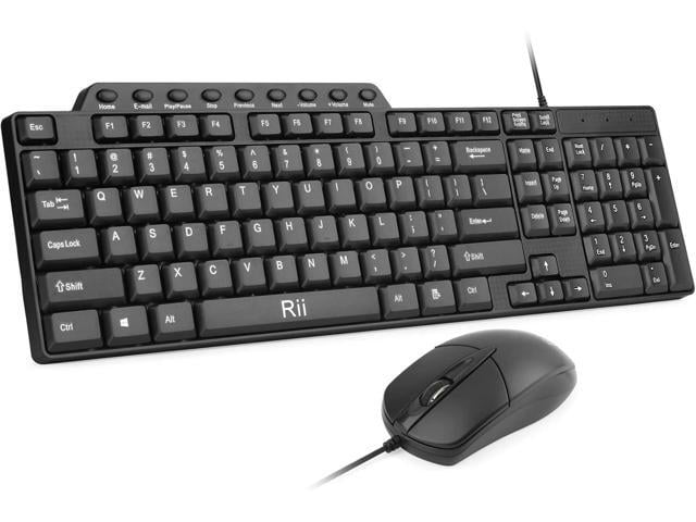 Basic Keyboard and Mouse,Rii RK203 Ultra Full Size Slim USB Basic Wired Mouse and Keyboard Combo Set with Number Pad for...