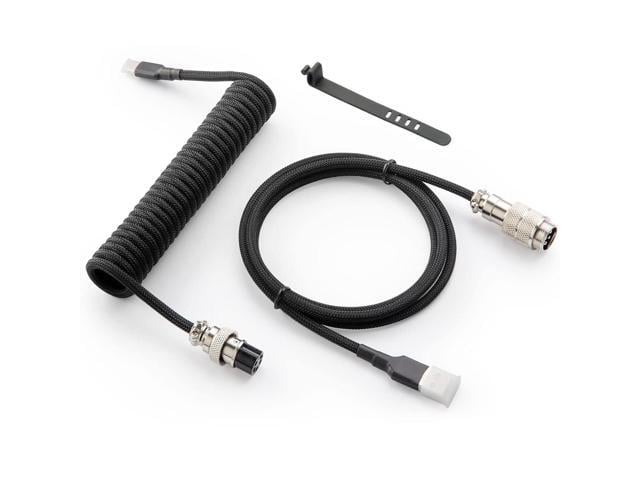 Pro Custom Coiled USB C Cable for Gaming Keyboard, Double-Sleeved Mechanical Keyboard Cable with Detachable Metal Aviator, 1.5M USB-C to USB-A,...