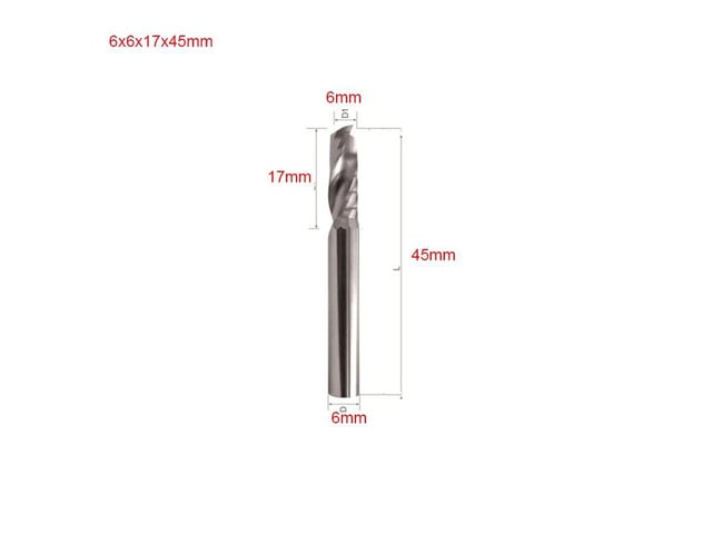 10PCS Single Flute UP Spiral Cutter CNC End Mill Carbide Router Bit for Acrylic PVC MDF 6x17x45mm