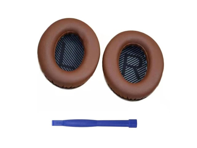 Soft Ear Pads Cushions for QC35 QC15 QC25 Headsets Earpads Replacements(LR blue pad) (brown)