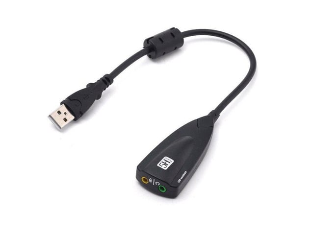 USB 2.0 Sound Card 5HV2 External 7.1 Channel Adapter with 3D Virtual Audio Sound Track Headset Microphone 3.5 Jack for Laptop PCBlack