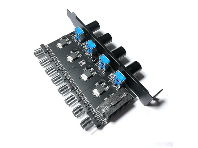 PC 8 Channels Fan Hub 4 Knob Cooling Fan Speed Controller for CPU Case HDD VGA PWM Fan PCI Bracket 12V Fan Control Power Supply(IDE)