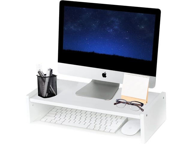 Solid Wood Monitor Stand Riser, Monitor Riser with 2 Adjustable Height, 15.8 inch Computer Riser for Computer, iMac, PC, Printer, Computer Monitor...