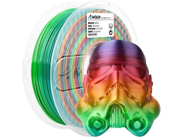 AMOLEN PETG 3D Printer Filament 1.75mm Gradient Rainbow PETG Multicolor Rainbow 1KG/2.2lb