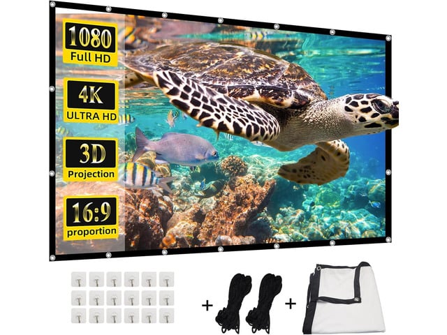 200 inches Projector Screen,HUANYINGBJB 4K 16:9 HD Rear Front Projector Screen Foldable Projection Screen Double-Sided Portable Outdoor Projector...