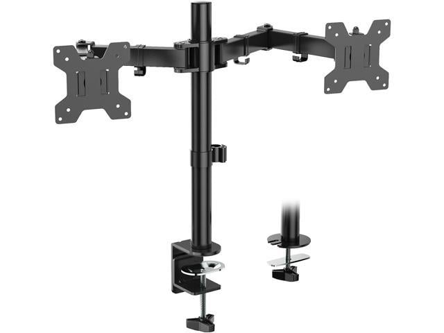 WALI Dual Monitor Desk Mount, Monitor Stand for 2 Monitors Up to 27inch, Dual Monitor Mount Max 22lbs for Home, Office, School (M002), Black