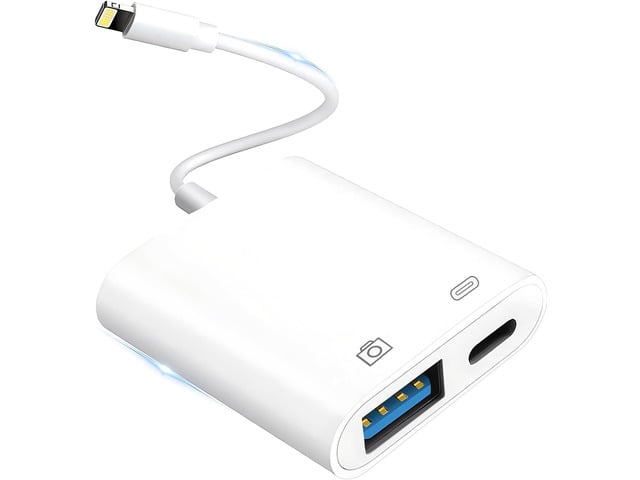 Lightning to USB Camera Adapter for iPhone with Lightning Charging Port USB 3.0 Female OTG Cable Keyboard Mouse No Support USB C, SSD