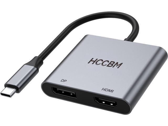 Dell USB C to DisplayPort(DP) and HDMI Adapter,Dual Monitor Adapter for Dell HP Surface Laptops,Thunderbolt 3/USB C Type C to HDMI DP Hub Dongle 4K @60hz