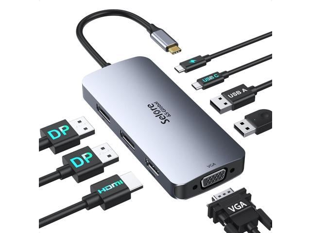 USB C Docking Station Dual Displayport Monitor, USB C Hub Displayport with 2 DP, HDMI, VGA, PD Charging, USB A & C 2.0 Ports Multi Monitors Adapter...
