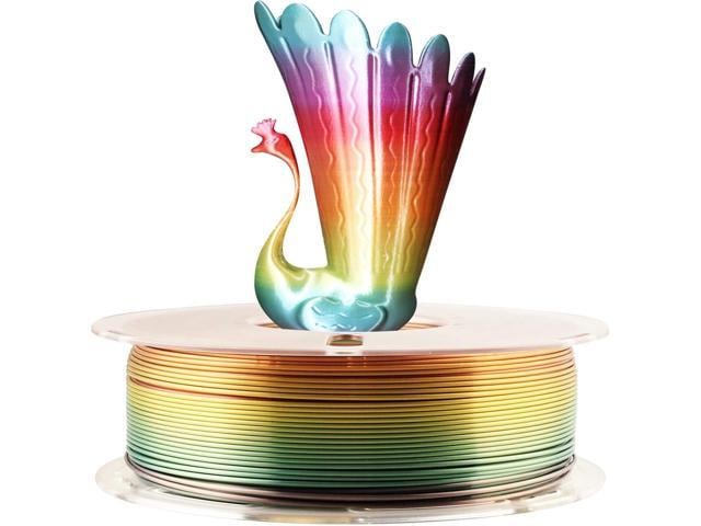 Silk Shiny Fast Color Gradient Change Rainbow Multicolored 3D Printer PLA Filament - 1.75mm 3D Printing Material 1kg 2.2lbs Spool, Widely...