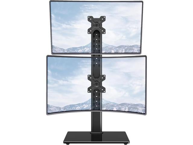 MOUNTUP Vertical Dual Monitor Stand, Stack Two Screens up to 32 inches,17.6 Lbs, Free-Standing Monitor Desk Mount, Monitor Riser with Swivel, Tilt,...