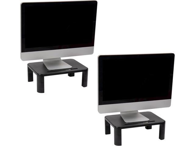 Mind Reader Monitor Stand, Height Adjustable, Laptop, Computer, Riser, Office, 15'L x 9.5'W x 4.25'H, Set of 2, Black