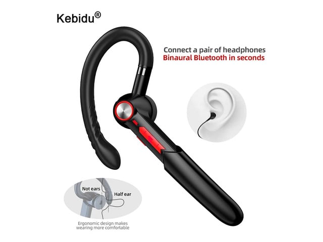kebidu Single Business Ear-hook Bluetooth Headset 5.0 Support Button+Touch Control Earphone Noise Reduction Stereo Earpiece